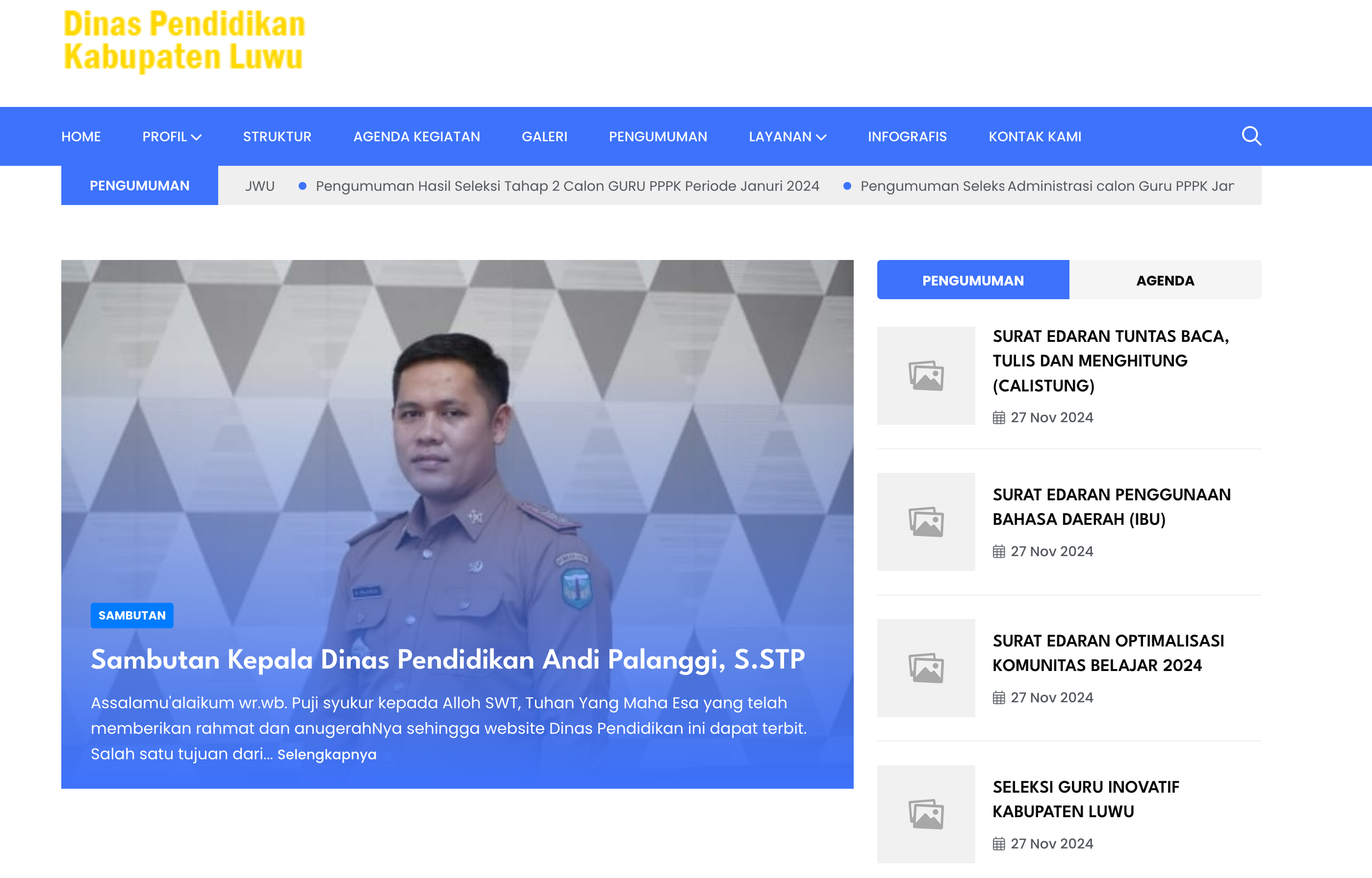 Pembuatan Website Dinas Pendidikan Kab. Luwu